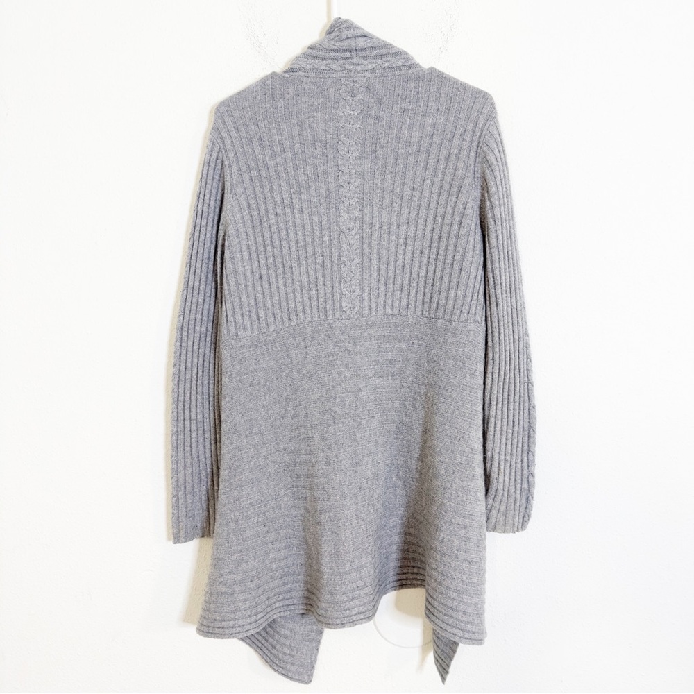 Autumn cashmere pearl grey wool blend rib drape cardigan - Picture 5 of 7